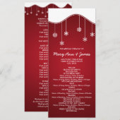 冬の結婚式プログラム 雪の結晶装飾 赤 プログラム (正面/裏面)