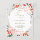 冬の結婚式招待状金箔ウォーターカラーフローラ (正面)