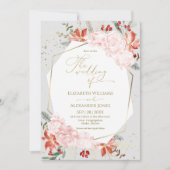 冬の結婚式招待状金箔ウォーターカラーフローラ 招待状 (正面)