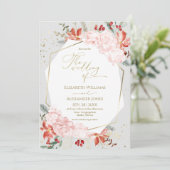 冬の結婚式招待状金箔ウォーターカラーフローラ 招待状 (スタンド正面)