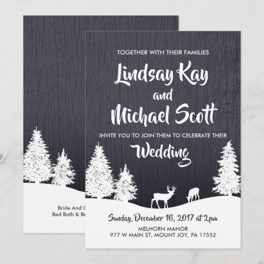 冬の結婚式招待状 招待状 (正面/裏面)