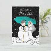 冬の結婚式招待状-雪だるまカップル 招待状 (スタンド正面)