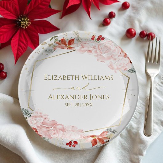 冬の結婚式紙プレートギルドウォーターカラー ペーパープレート