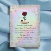 冬の結婚式美しいバラドームホログラフィー 招待状