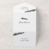 冬の結婚式葉のユーカリ枝 オールインワン招待状 (外側)