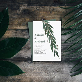 冬の結婚式葉のユーカリ枝 招待状