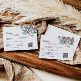 冬の結婚式詳細エンクロージャカードQRコード エンクロージャーカード