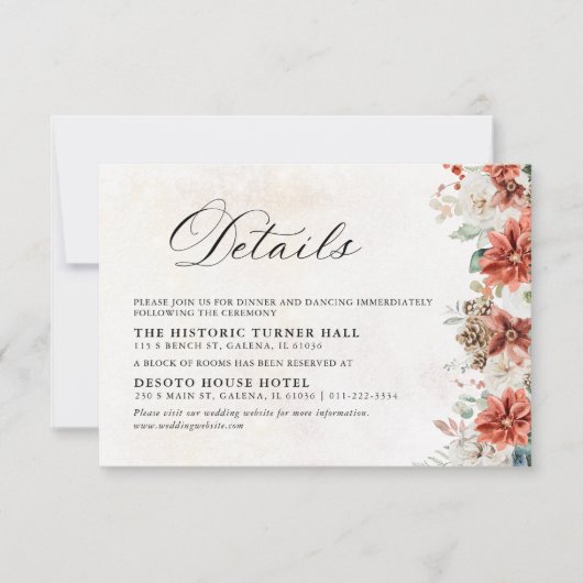 冬の結婚式詳細カード 出欠カード (正面)