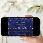 冬の結婚式 ウェディング ネイビーブルー シルバー グリッター セーブザデート