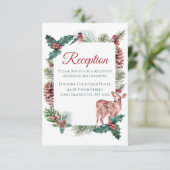 冬の結婚式 クリスマス シカ 赤い花 招待状 (スタンド正面)
