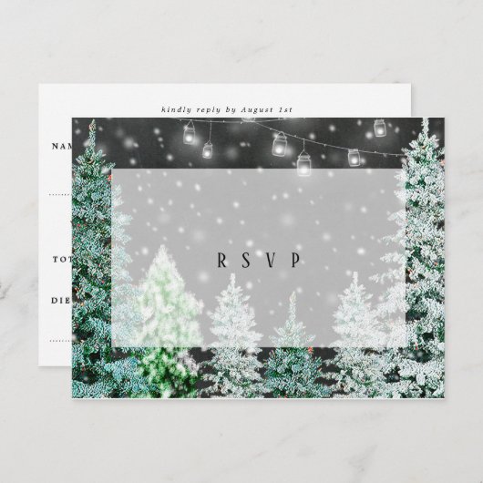 冬の結婚式 クリスマス RSVP ポストカード (正面/裏面)