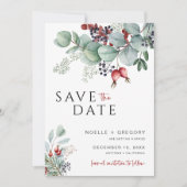 冬の結婚式 セーブ・ザ・デート ユーカリの葉 セーブザデート (正面)