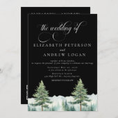 冬の結婚式 |山素朴山 | QRコードインビタ 招待状 (正面/裏面)