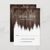 冬の結婚式　木製の返信はがき 招待状 (正面/裏面)