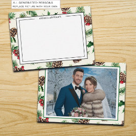 冬の結婚式 松ぼっくり 写真 サンクスカード ノートカード