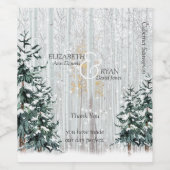 冬の結婚式 白樺、松の木 ワインラベル (シングルラベル)