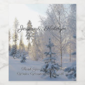 冬の結婚式　雪の松の木 ワインラベル (シングルラベル)