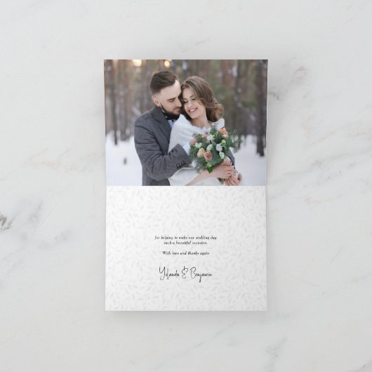 冬の結婚式 雪の森 オリジナル写真 サンキューカード (内部)