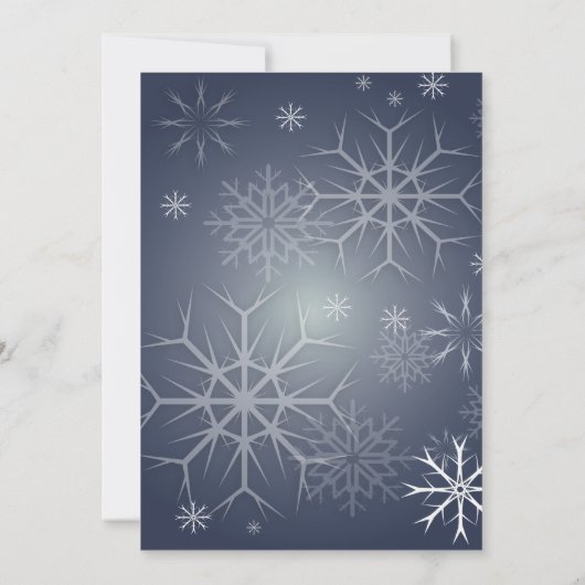 冬の結婚式、雪片/写真/日付を保存 セーブザデート (裏面)