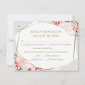 冬の結婚式RSVPエンクロージャカード金箔 出欠カード (正面)