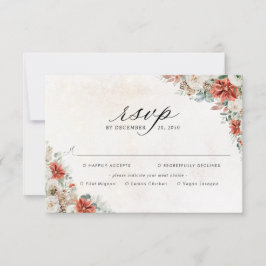 冬の結婚式RSVPカード 出欠カード