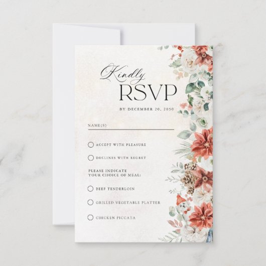 冬の結婚式RSVPカード 出欠カード (正面)