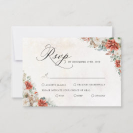 冬の結婚式RSVPカード 出欠カード