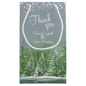冬の結婚松の木の緑の灰色のア感謝していート スモールペーパーバッグ (裏面)