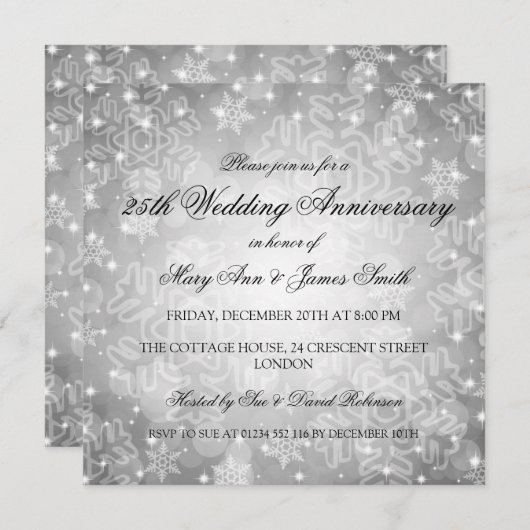 冬の結婚記念日フェスティバル《写真》ぼけ味シルバー 招待状 (正面/裏面)