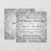 冬の結婚記念日 祝祭的なボケ シルバー 招待状 (正面/裏面)