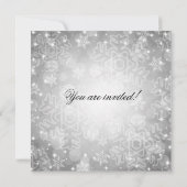 冬の結婚記念日 祝祭的なボケ シルバー 招待状 (裏面)