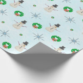 冬の絵を描ワンダーランドの手編み雪だるま ラッピングペーパー (角)