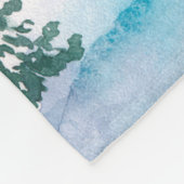 冬の絵を描手水色イラストレーション フリースブランケット (角)