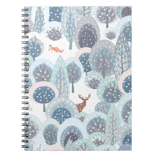 冬の継ぎ目のない模様(抽象芸術フラット) ノートブック (正面)