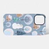 冬の継ぎ目のない模様(抽象芸術フラット) iPhoneケース (裏面横)