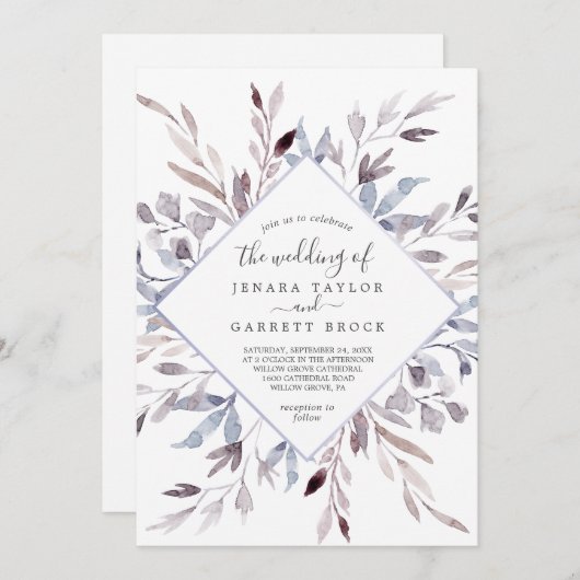 冬の緑が一面結婚に 招待状 (正面/裏面)