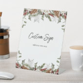 冬の緑とスノーフレークカスタム文字台座 台座サイン (インサイチュ)