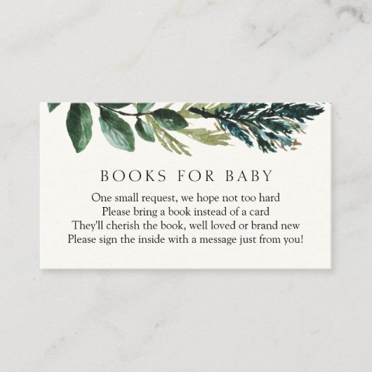 冬の緑と冬の囲い用のベビーの本 エンクロージャーカード (正面)