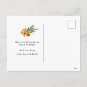 冬の緑と柑橘類の家族の写真のクレスト シーズンポストカード (裏面)