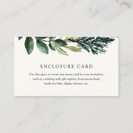 冬の緑と格子囲いカード エンクロージャーカード (正面)