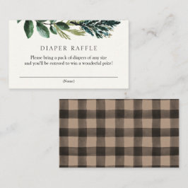 冬の緑と格子状おむつラッフル囲い エンクロージャーカード