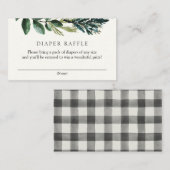 冬の緑と格子状おむつラッフル囲い エンクロージャーカード (正面/裏面)
