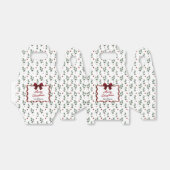 冬の緑と赤いリボンのクリスマス フェイバーボックス (折り畳みなし)