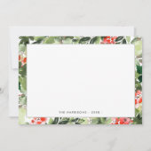 冬の緑と赤い実のホリデー便箋 ノートカード (正面)