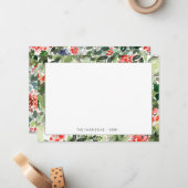 冬の緑と赤い実のホリデー便箋 ノートカード (正面/裏面インサイチュ)