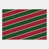 冬の緑と赤のパターンのクリスマス ラッピングペーパーシート (正面2)