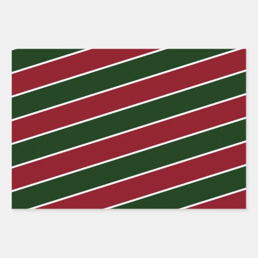 冬の緑と赤のパターンのクリスマス ラッピングペーパーシート (正面2)