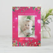 冬の緑と雪のボケ写真 ホリデーカード (スタンド正面)