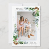 冬の緑と青の水彩写真 シーズンカード (正面)