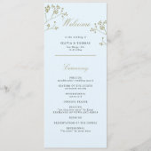 冬の緑のアイスブルー金ゴールドエレガントな結婚式の日 プログラム (正面)